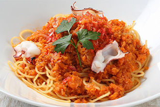 桜エビとタコのラグーパスタ